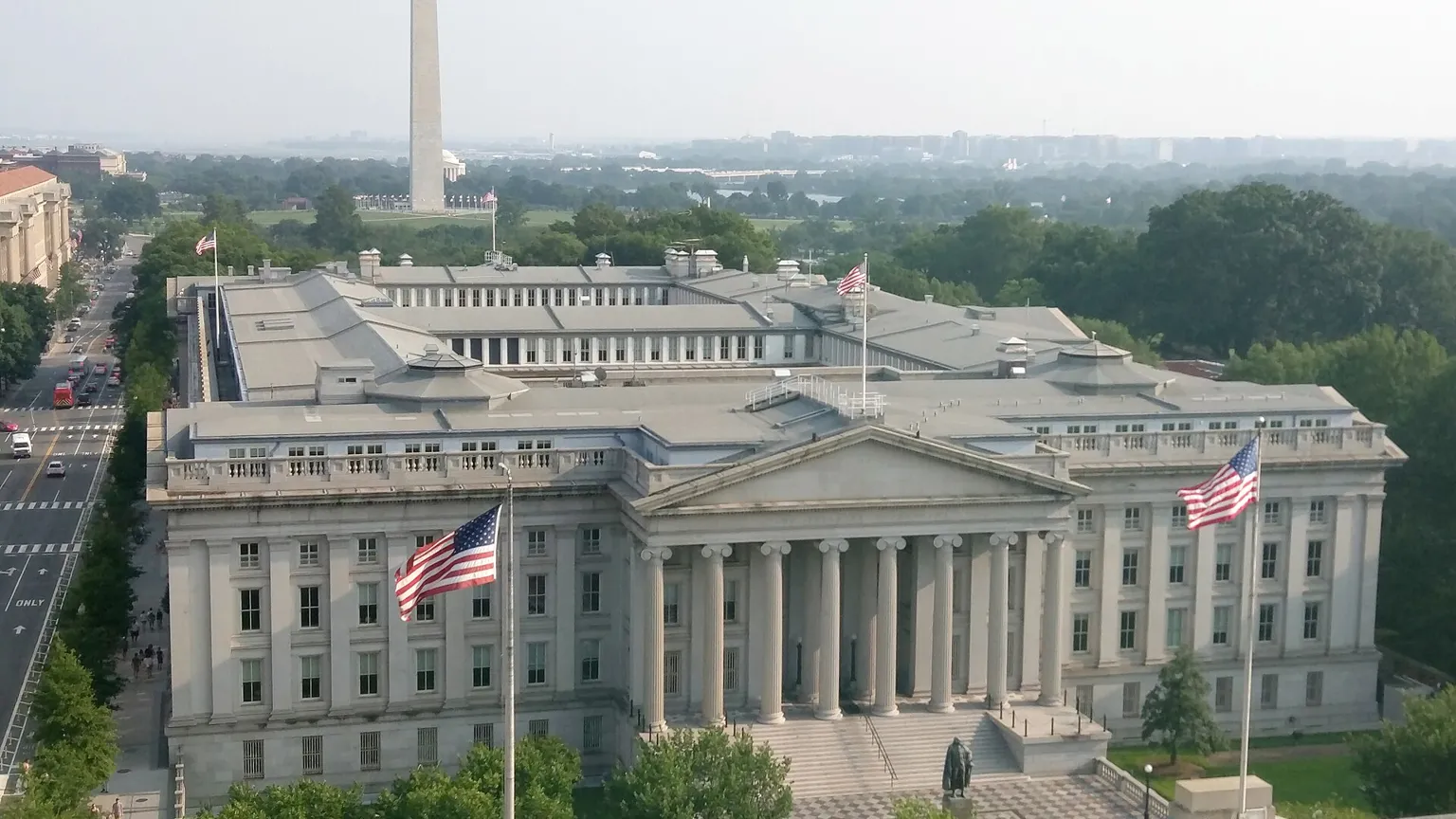 AI illustration: US Treasury building in Washington