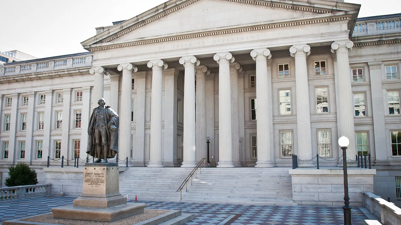 The US Treasury Department building in Washington