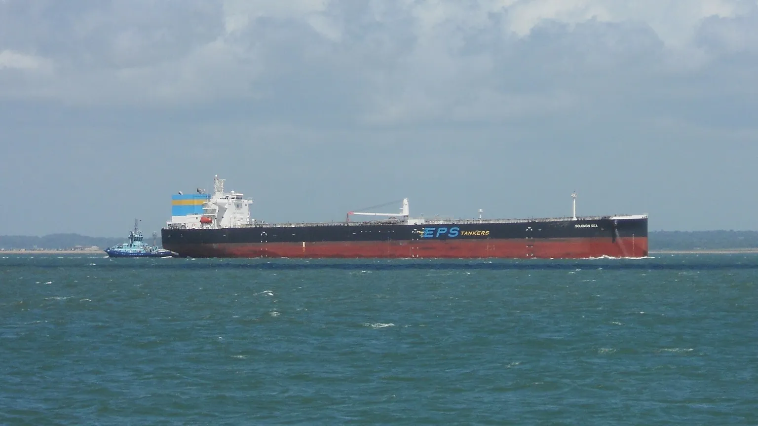 An oil tanker at sea