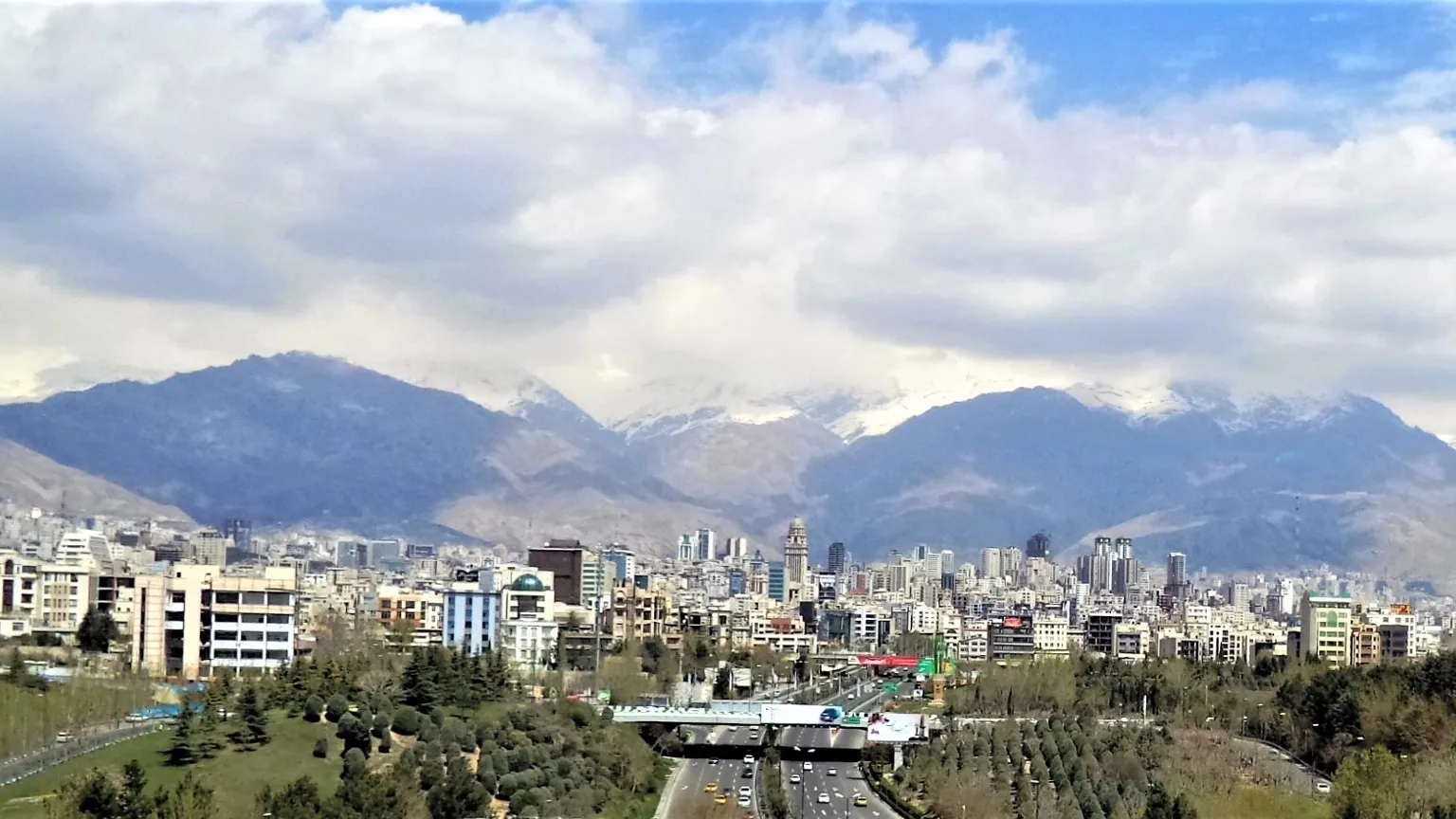 Tehran with mountains in the background