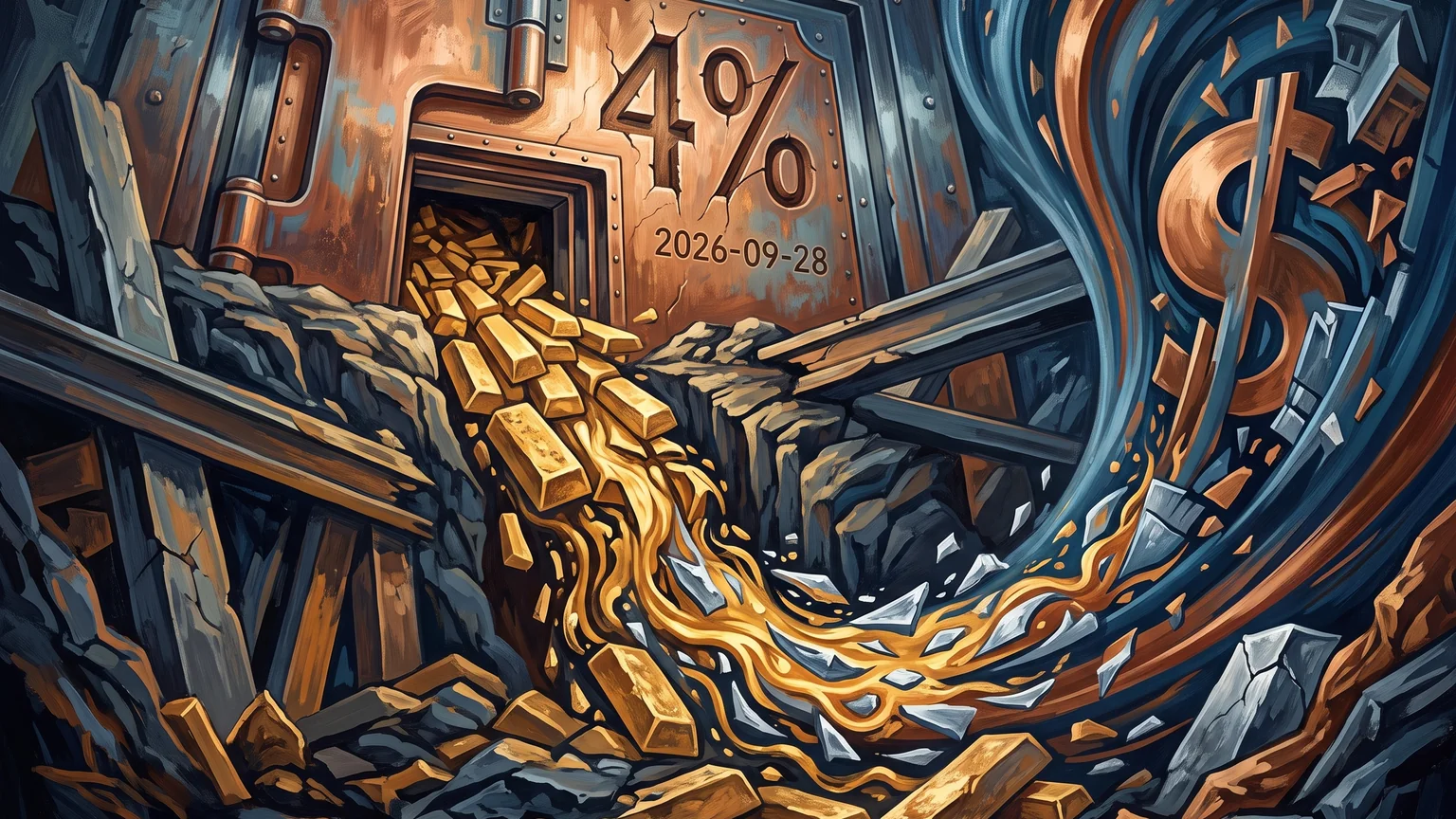 Gold slides 4% below $4,120 as yields and dollar surge — unique editorial hero, Commodities desk