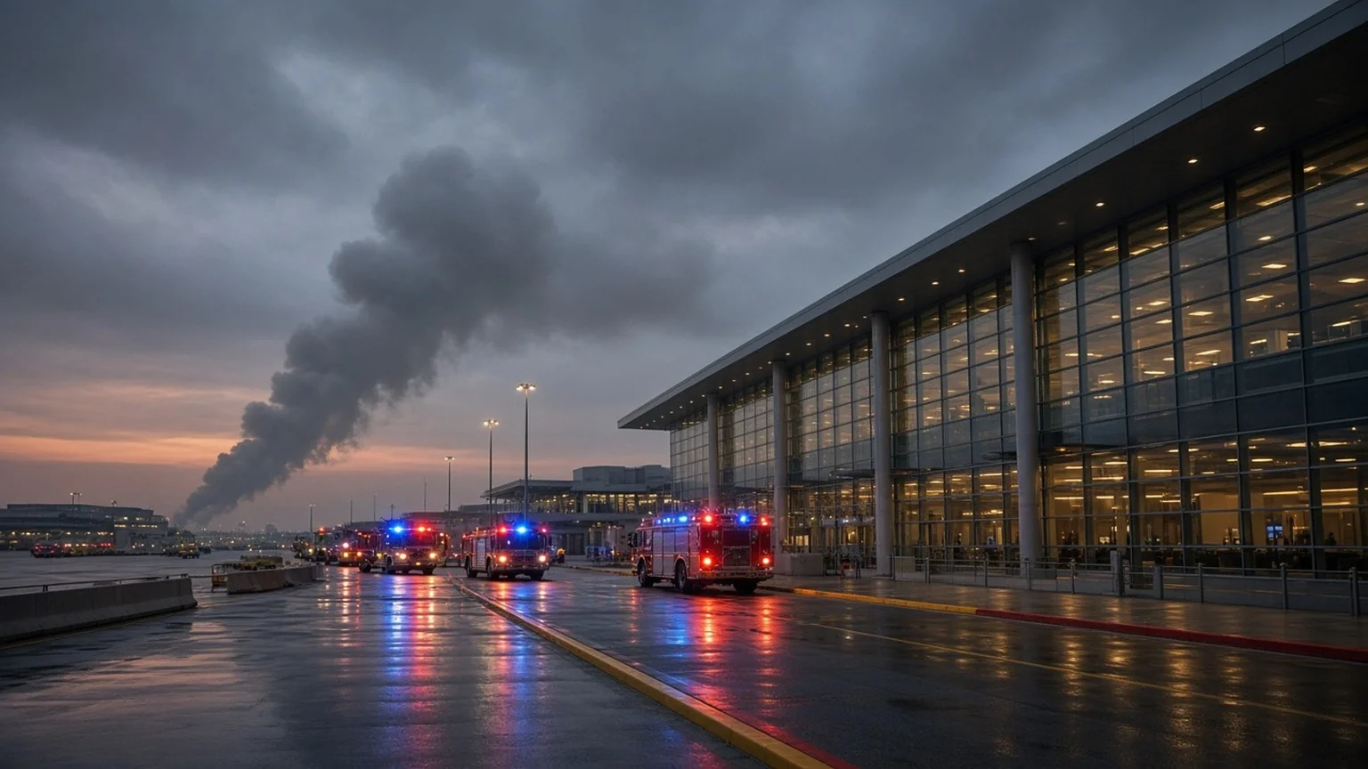 AI illustration: Photorealistic AI-generated scene illustrating: Strike on Riyadh Airport Kills 12 as Trump Weighs Joining Saudi Fight Against Houthis