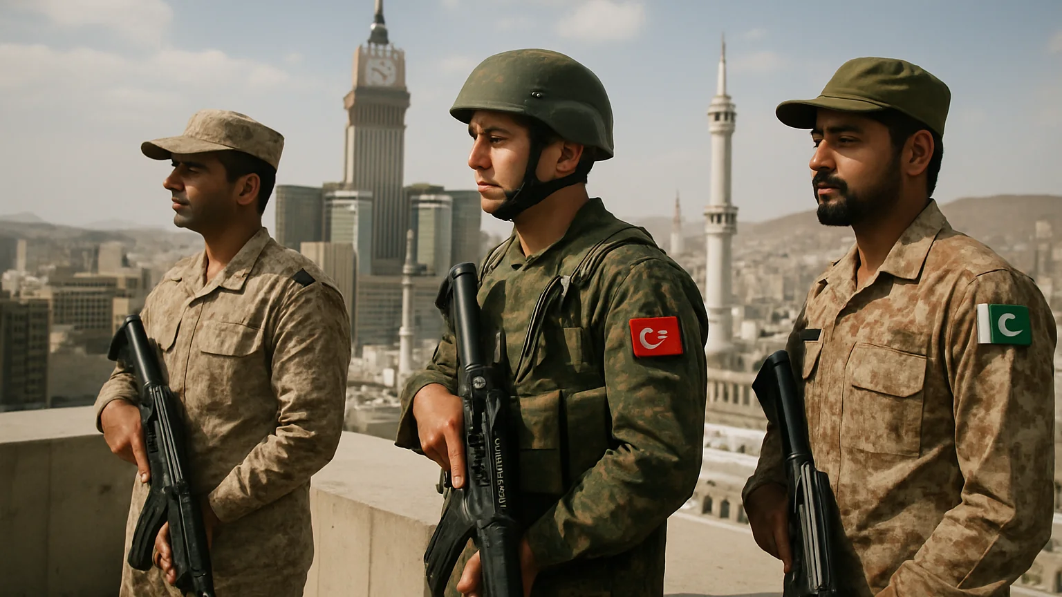 Saudi Arabia, Türkiye and Pakistan Activate Mecca Defence Pact — unique editorial hero, Geopolitics desk