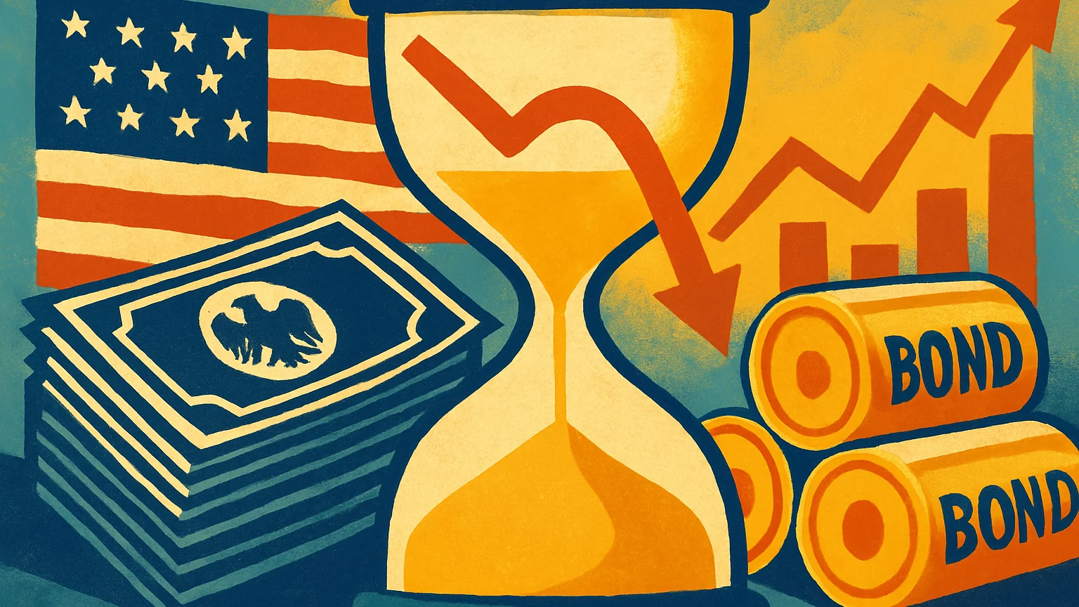 AI illustration: Strong Demand at $22 Billion 30-Year Auction Pulls Long-Bond Yield Down to 5.60% — unique editorial hero, Bonds desk